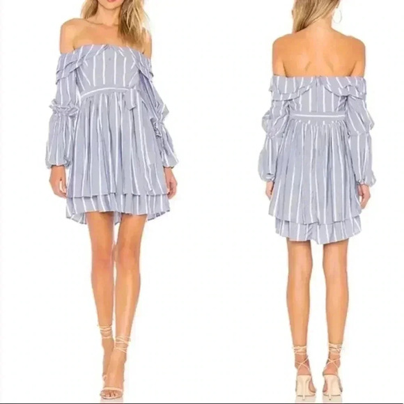 AUTEUR REVOLVE LINDA STRIPE OFF THE SHOULDER DRESS - Picture 2 of 9
